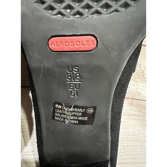 Aerosoles Cinch Shearly US 8.5 Black Suede Slide Slip On Heel Mule Clog - Picture 9 of 9